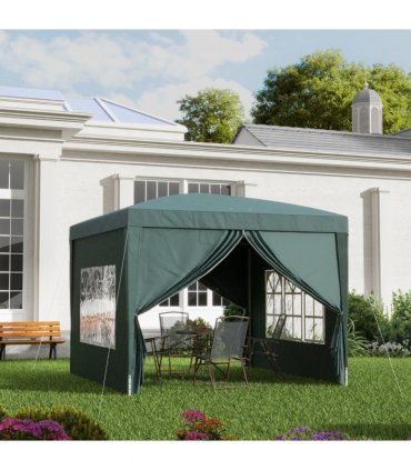 Outsunny 3mx3m Pop Up Gazebo Party Tent Canopy Marquee with Storage Bag Green