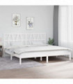 Bed Frame White Solid Wood Pine 200x200 cm