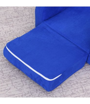 Kids Sofa Armchair Chair Blue Wood Flannel Foam 2 In 1 Fold Out Baby Bed Couch