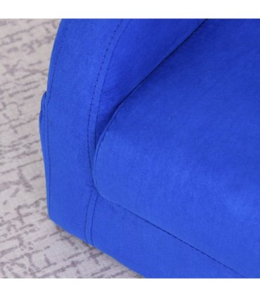 Kids Sofa Armchair Chair Blue Wood Flannel Foam 2 In 1 Fold Out Baby Bed Couch
