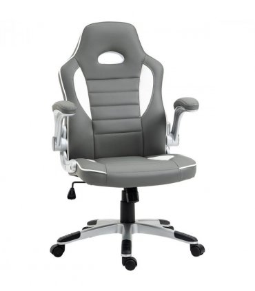 Racing Gaming Chair Height Adjustable Swivel Chair with Flip Up Armrests, Grey