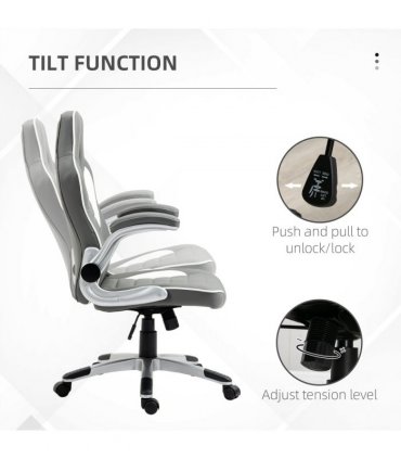 Racing Gaming Chair Height Adjustable Swivel Chair with Flip Up Armrests, Grey