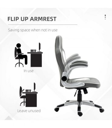 Racing Gaming Chair Height Adjustable Swivel Chair with Flip Up Armrests, Grey