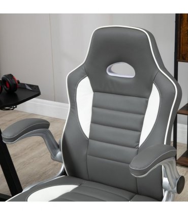 Racing Gaming Chair Height Adjustable Swivel Chair with Flip Up Armrests, Grey
