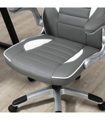 Racing Gaming Chair Height Adjustable Swivel Chair with Flip Up Armrests, Grey
