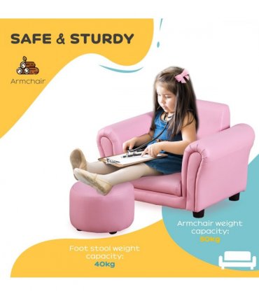 Kids Sofa Children Chair Seat Armchair Pink Wood Plastic 25D Fireproof Sponge