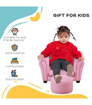 Kids Sofa Children Chair Seat Armchair Pink Wood Plastic 25D Fireproof Sponge