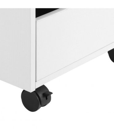 MDF Mobile File Cabinet w/ 3 Drawers Locking Wheels Metal Rails White 40L x 50W