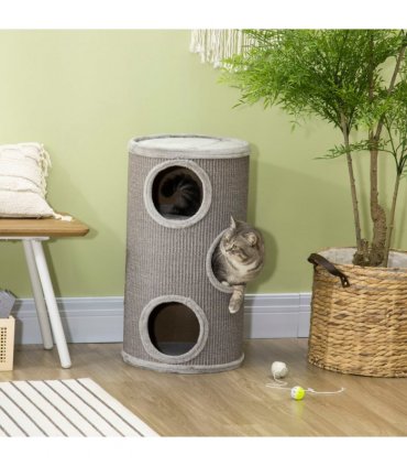 Cat Barrel Kitten Tree Tower for Indoor Cats, Covered with Sisal, Cosy Platform