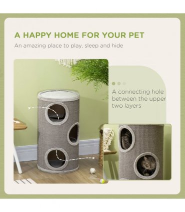 Cat Barrel Kitten Tree Tower for Indoor Cats, Covered with Sisal, Cosy Platform