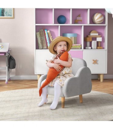 Cloud-Shaped Toddler Armchair, Kids Mini Chair for Playroom, Bedroom - Grey