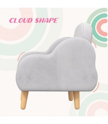 Cloud-Shaped Toddler Armchair, Kids Mini Chair for Playroom, Bedroom - Grey
