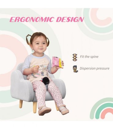 Cloud-Shaped Toddler Armchair, Kids Mini Chair for Playroom, Bedroom - Grey