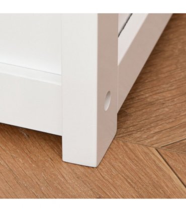 Toy Box - White MDF Pinewood 60L x 30W x 50H cm Kids Seat Bench Storage Chest