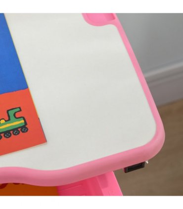 Kids Desk and Chair Set, Height Adjustable Desk with Drawer, Pen Slot, Hook
