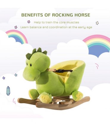 Kids Rocking Horse, Ride-On Horse Toy w/ 32 Songs, for Ages 18+ Months - Green