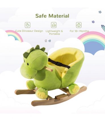 Kids Rocking Horse, Ride-On Horse Toy w/ 32 Songs, for Ages 18+ Months - Green