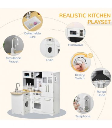 Large Kitchen Playset w/ Full Accessories - White