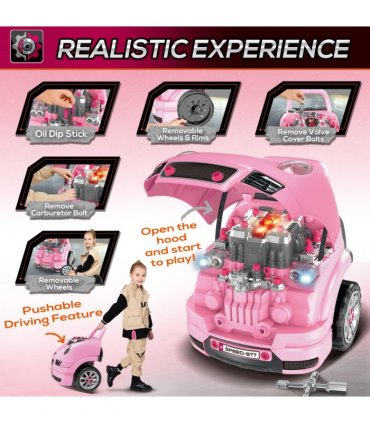 Kids Truck Engine Toy Set - Pink ABS and PP 47H x 40L x 39Wcm 3-5 Years