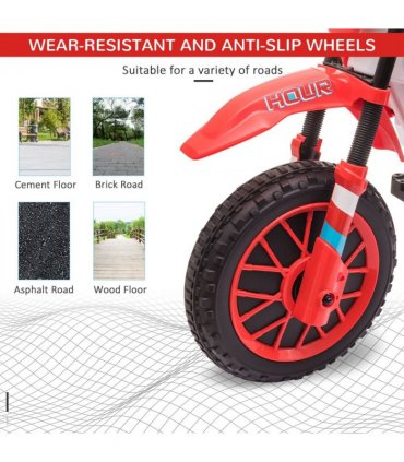 Kids Motorbike Electric Ride-On Toy w/ Training Wheels, for 3-5 Years - Red