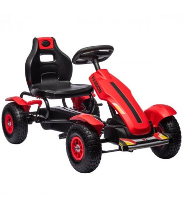 Children Pedal Go Kart w/ Adjustable Seat, Inflatable Tyres, Handbrake - Red