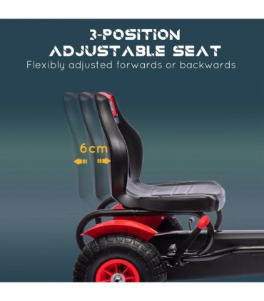 Children Pedal Go Kart w/ Adjustable Seat, Inflatable Tyres, Handbrake - Red