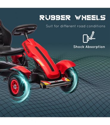 Children Pedal Go Kart w/ Adjustable Seat, Inflatable Tyres, Handbrake - Red
