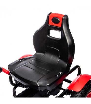 Children Pedal Go Kart w/ Adjustable Seat, Inflatable Tyres, Handbrake - Red