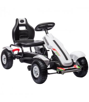 Children Pedal Go Kart w/ Adjustable Seat, Inflatable Tyres, Handbrake - White