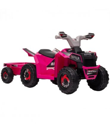 Electric Quad Bike 6V Kids Ride On ATV w/ Back Trailer for 18-36 Months - Pink