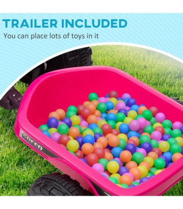 Electric Quad Bike 6V Kids Ride On ATV w/ Back Trailer for 18-36 Months - Pink
