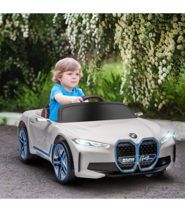 BMW i4 Licensed 12V Kids Electric Ride-On w/ Portable Battery - White