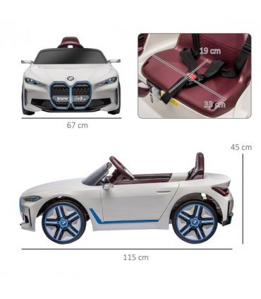 BMW i4 Licensed 12V Kids Electric Ride-On w/ Portable Battery - White