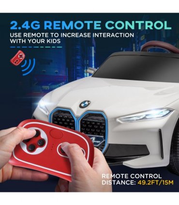 BMW i4 Licensed 12V Kids Electric Ride-On w/ Portable Battery - White