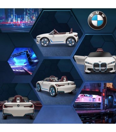 BMW i4 Licensed 12V Kids Electric Ride-On w/ Portable Battery - White
