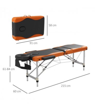 HOMCOM Portable Massage Table Beauty Therapy Couch Bed Spa Aluminum Orange