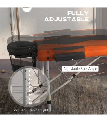 HOMCOM Portable Massage Table Beauty Therapy Couch Bed Spa Aluminum Orange