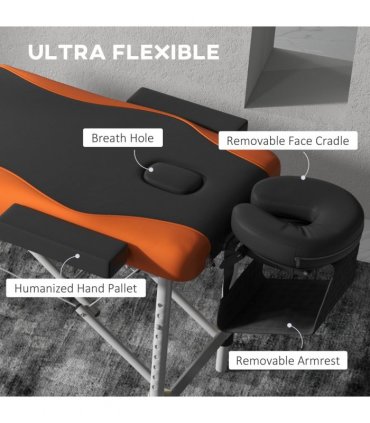 HOMCOM Portable Massage Table Beauty Therapy Couch Bed Spa Aluminum Orange