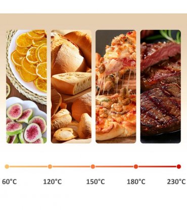 Toaster Oven - Cream 20L 90-230℃ 7 Functions Air Fry Timer Light Pan Tray Shelf