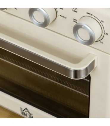 Toaster Oven - Cream 20L 90-230℃ 7 Functions Air Fry Timer Light Pan Tray Shelf