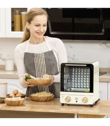 HOMCOM Convection Mini Oven Toaster Oven with Baking Tray Wire Rack Crumb Tray