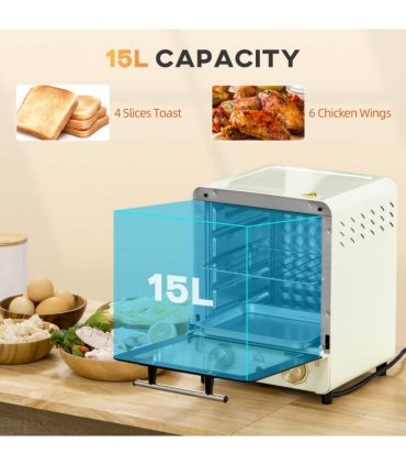 HOMCOM Convection Mini Oven Toaster Oven with Baking Tray Wire Rack Crumb Tray