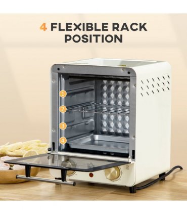 HOMCOM Convection Mini Oven Toaster Oven with Baking Tray Wire Rack Crumb Tray