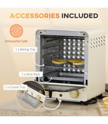 HOMCOM Convection Mini Oven Toaster Oven with Baking Tray Wire Rack Crumb Tray