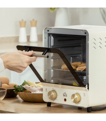HOMCOM Convection Mini Oven Toaster Oven with Baking Tray Wire Rack Crumb Tray
