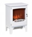 HOMCOM Freestanding Electric Fireplace Stove Heater W/ LED Flame Effect White