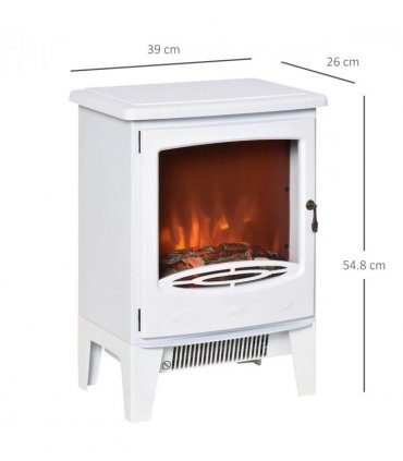 HOMCOM Freestanding Electric Fireplace Stove Heater W/ LED Flame Effect White