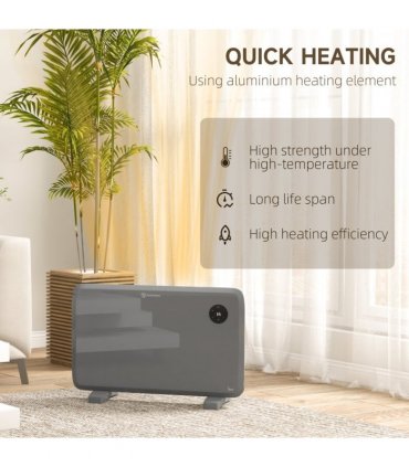 1200W Electric Convector Heater, Quiet Space Heater with LED Display, Grey