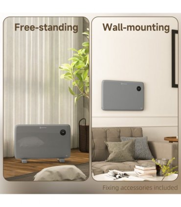 1200W Electric Convector Heater, Quiet Space Heater with LED Display, Grey
