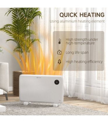 1200W Electric Convector Heater, Quiet Space Heater with LED Display, White